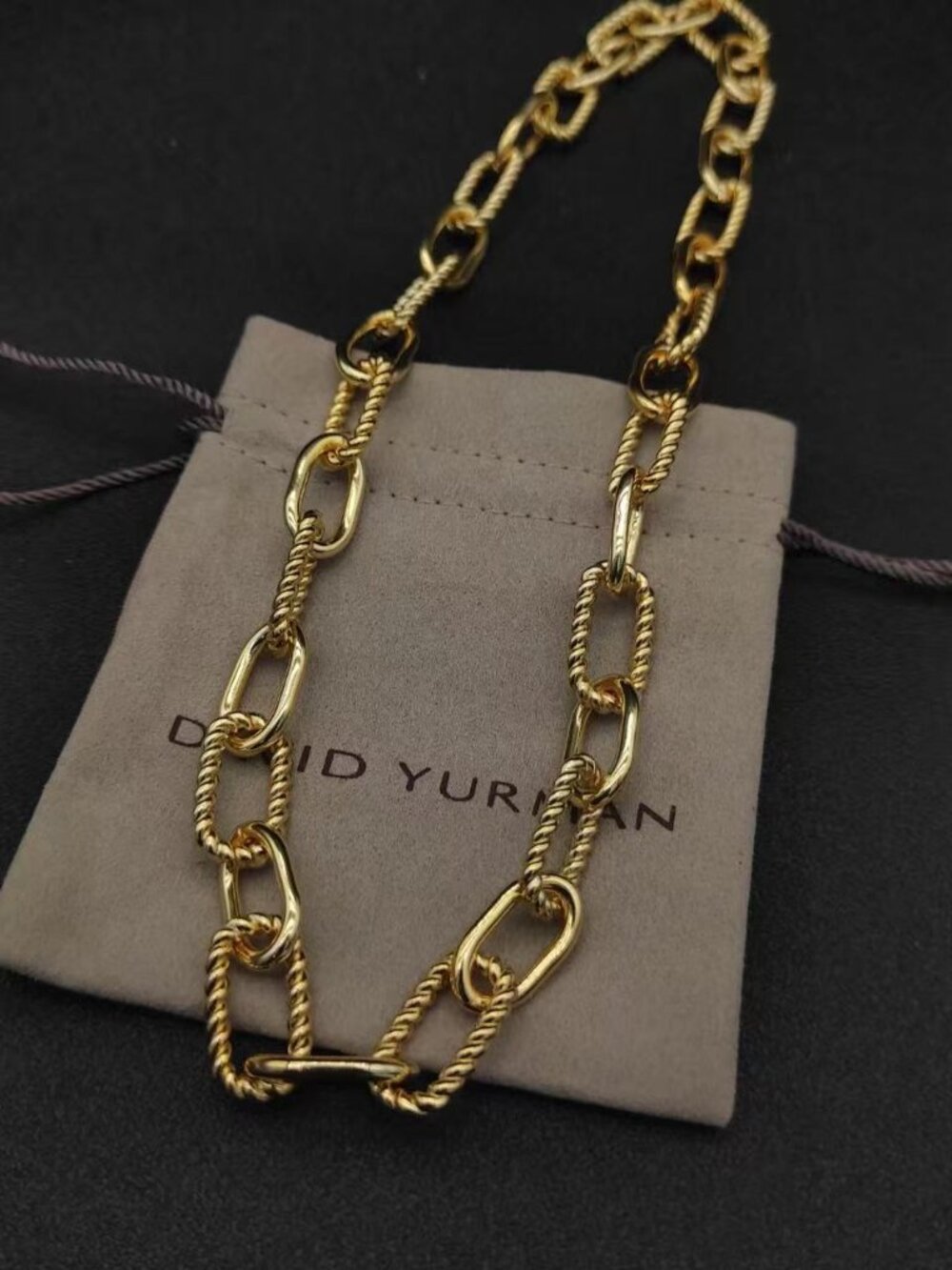 David Yurman Gold‑Tone Mixed Link Chain Necklace